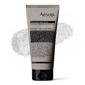 Aesop Redemption Body Scrub jar front view showing elegant packaging and product clarity