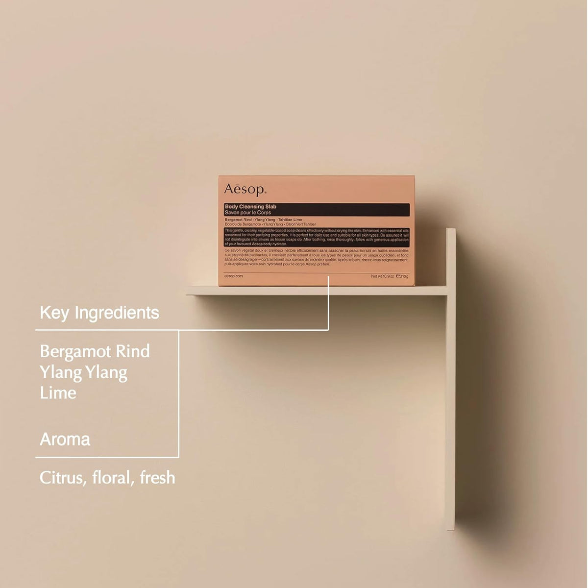Aesop Refresh slab lather in hands demonstrating gentle cleansing benefit