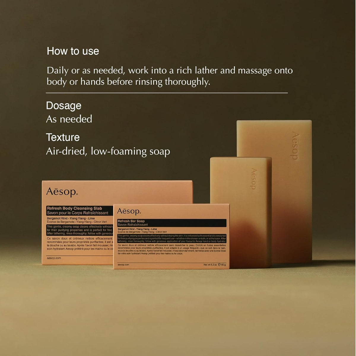 Aesop Refresh slab close-up texture highlighting air-dried creamy surface