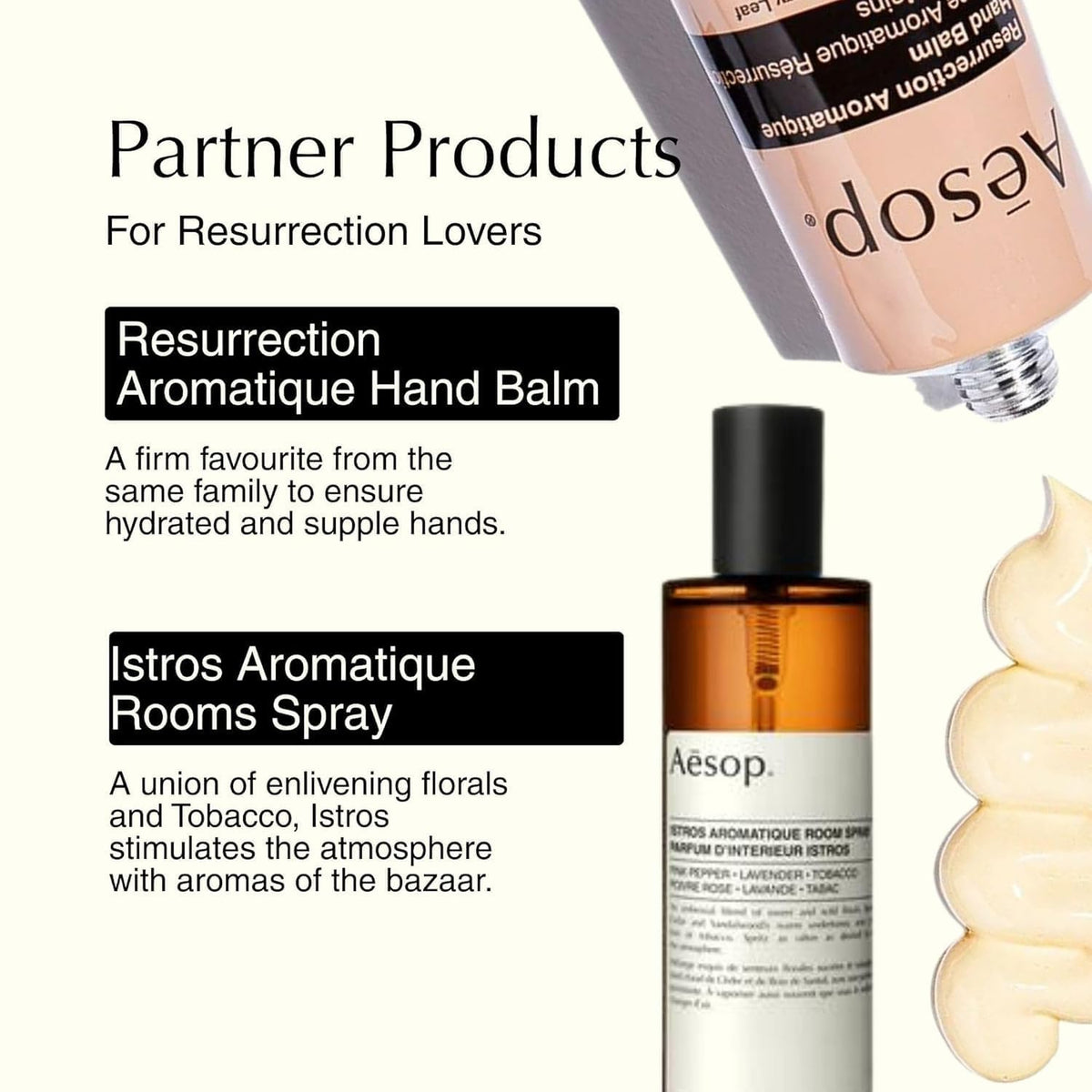 Aesop refill with recycling symbol and eco message, reduces packaging waste benefit