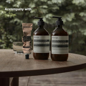 Aesop balm massaged into feet illustrating overnight hydration and smoothing