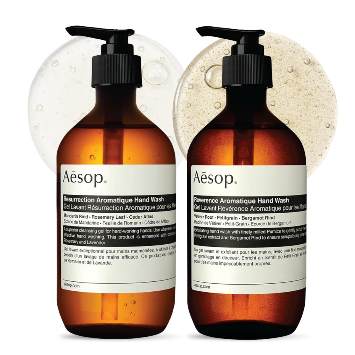 Aesop Resurrection and Reverence front packaging showing duo benefits