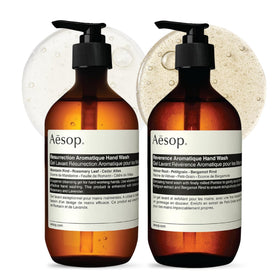 Aesop Resurrection and Reverence front packaging showing duo benefits