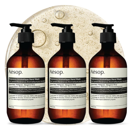 Aesop front bottle showing elegant label and recycled-plastic finish for premium look
