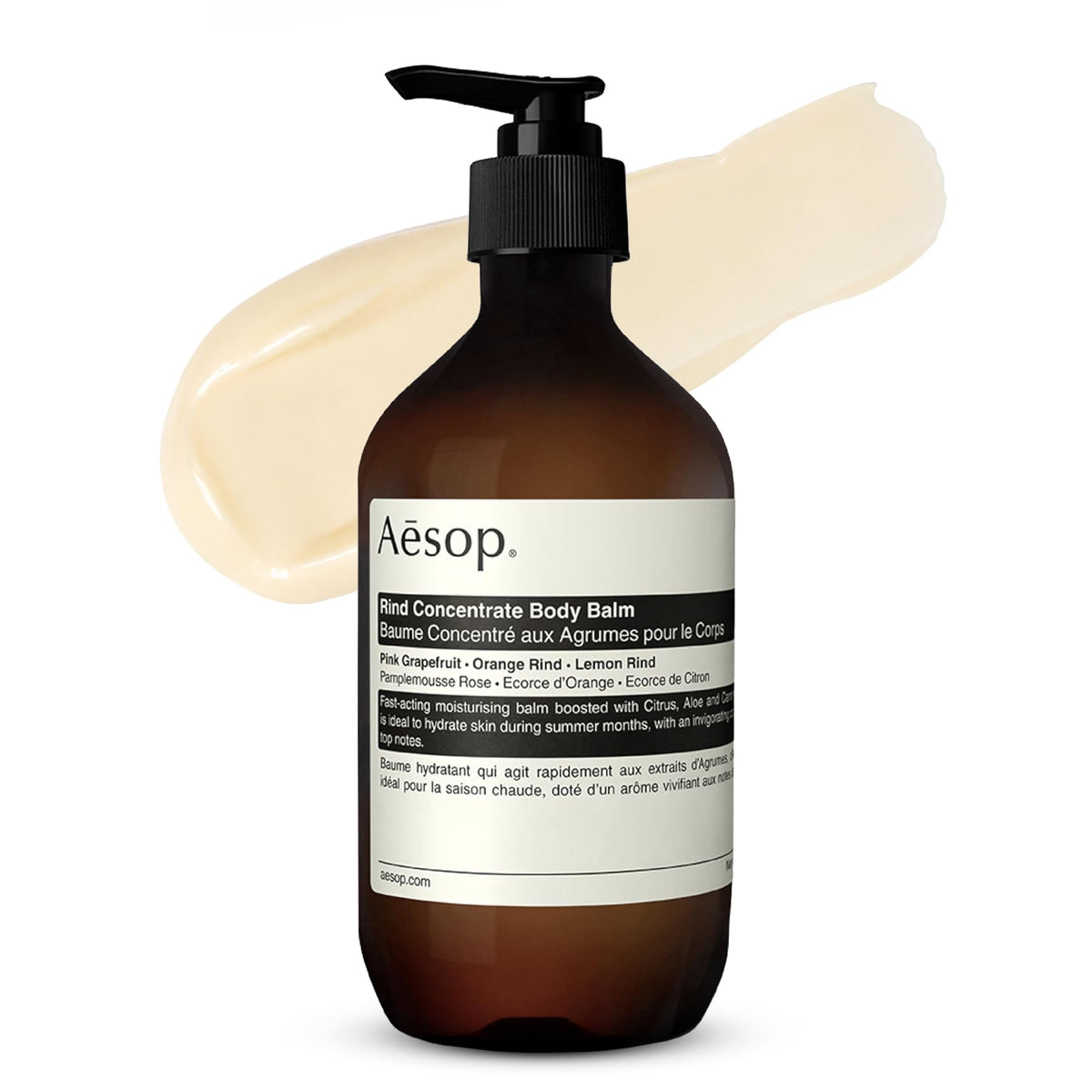 Aesop tub front view showing packaging and size, conveys premium hydration