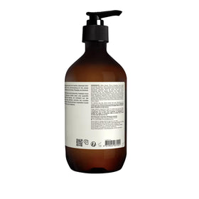 Aesop product label and ingredient list visible, emphasizes sustainable sourcing