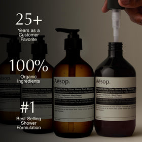 Aesop label detail showing ingredients and transparency benefit
