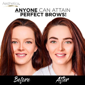 Aesthetica brow kit applied on model demonstrating defined natural-looking brows