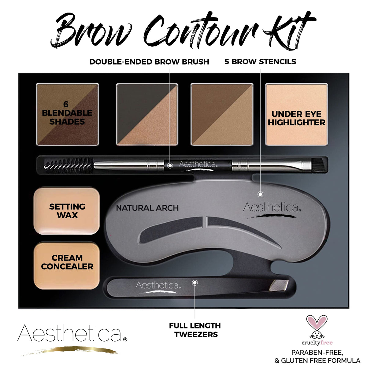 Aesthetica powder pans close-up displaying textured shades for easy color matching