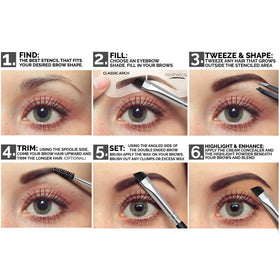 Aesthetica five eyebrow stencils with tweezers for guided, symmetrical shaping