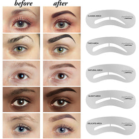 Aesthetica double-ended brush spoolie tweezers and wax arranged for convenient use