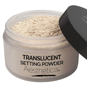 Aesthetica front packaging showing matte translucent powder and branding benefit of neat presentation