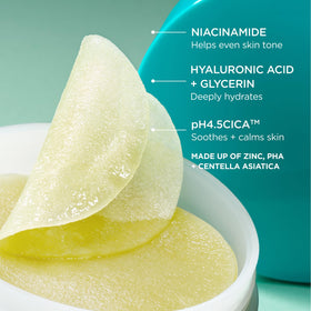 AESTURA pad applied to cheek delivering cooling relief, illustrates immediate calming