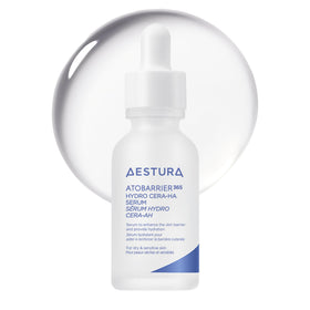 AESTURA front packaging showing the serum bottle and branding benefit