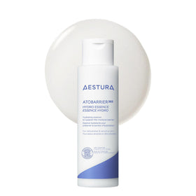 AESTURA front packaging showing the Hydro Essence bottle and clear label benefits