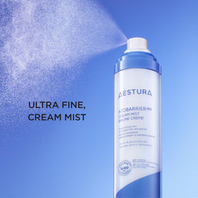 AESTURA spray nozzle closeup demonstrating ultra-fine mist for even hydration delivery