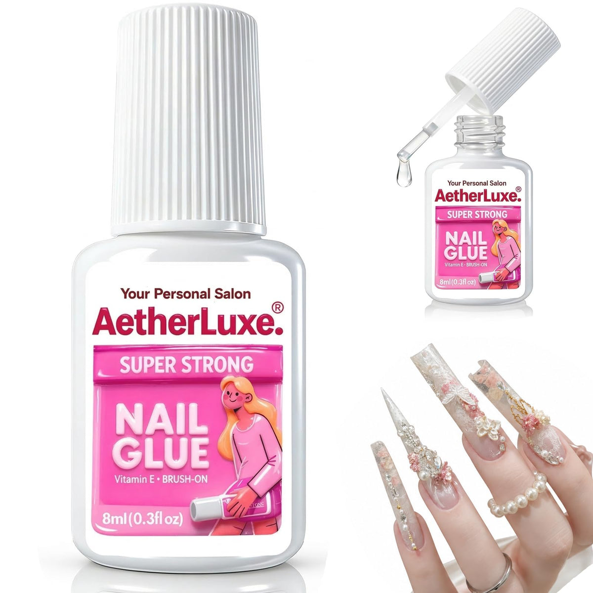 AetherLuxe front bottle view showing clear label and travel-friendly size for convenience