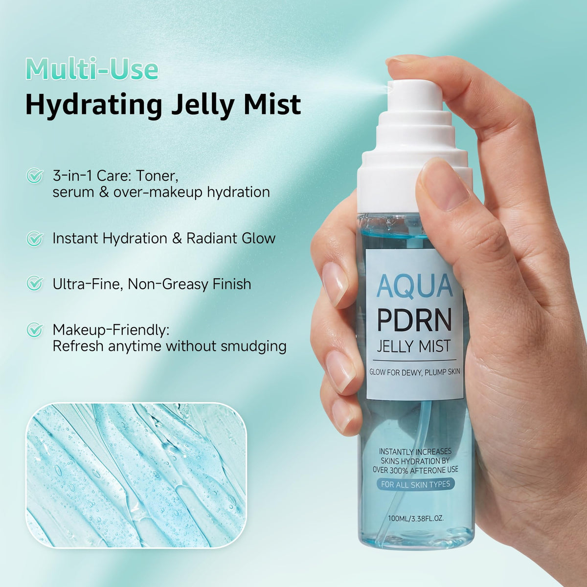 AexZzen jelly texture on fingertip showing rich hydrating formula