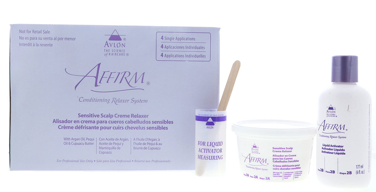 Affirm close-up of relaxer mix texture demonstrating smooth consistency