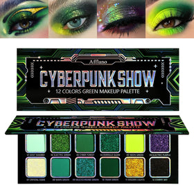 Afflano palette front open showing multichrome greens and chrome shine benefits