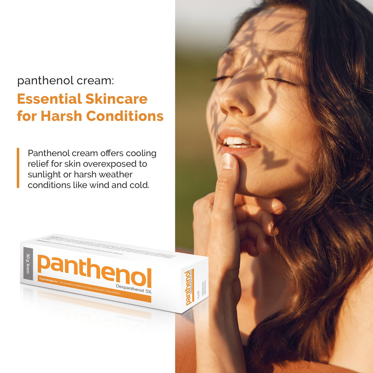 Aflofarm panthenol cream applied on hand demonstrating soothing relief benefit