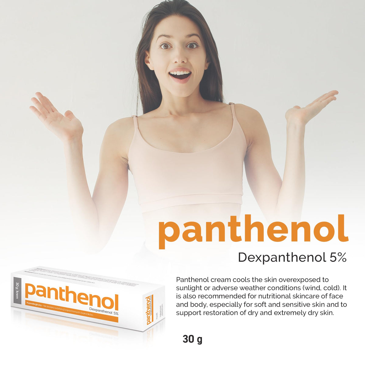 Aflofarm panthenol cream texture close-up highlighting smooth moisturizing feel