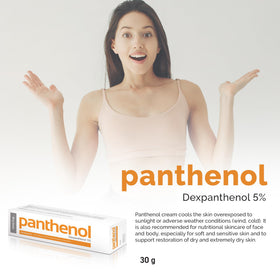 Aflofarm panthenol cream texture close-up highlighting smooth moisturizing feel