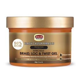 African Pride front jar view showing product and hold benefit