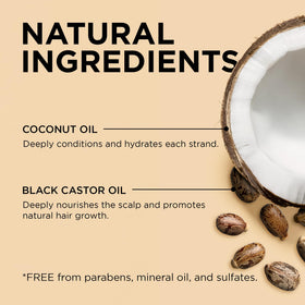 African Pride black castor oil bottle highlighting nourishing ingredient