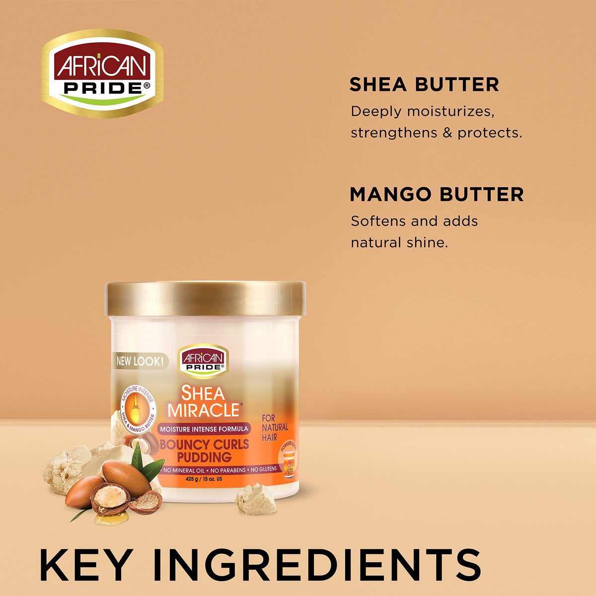 African Pride open jar with visible pudding demonstrating moisture-rich formula