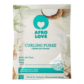 Afro Love curl cream being applied to curly hair to define and reduce frizz