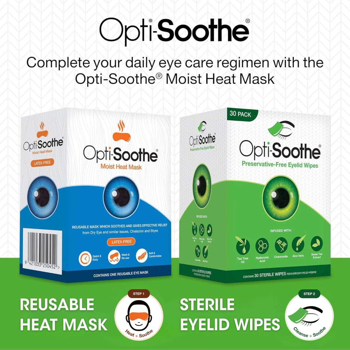 AFT Opti-Soothe wipe and packet in hand showing compact, portable size