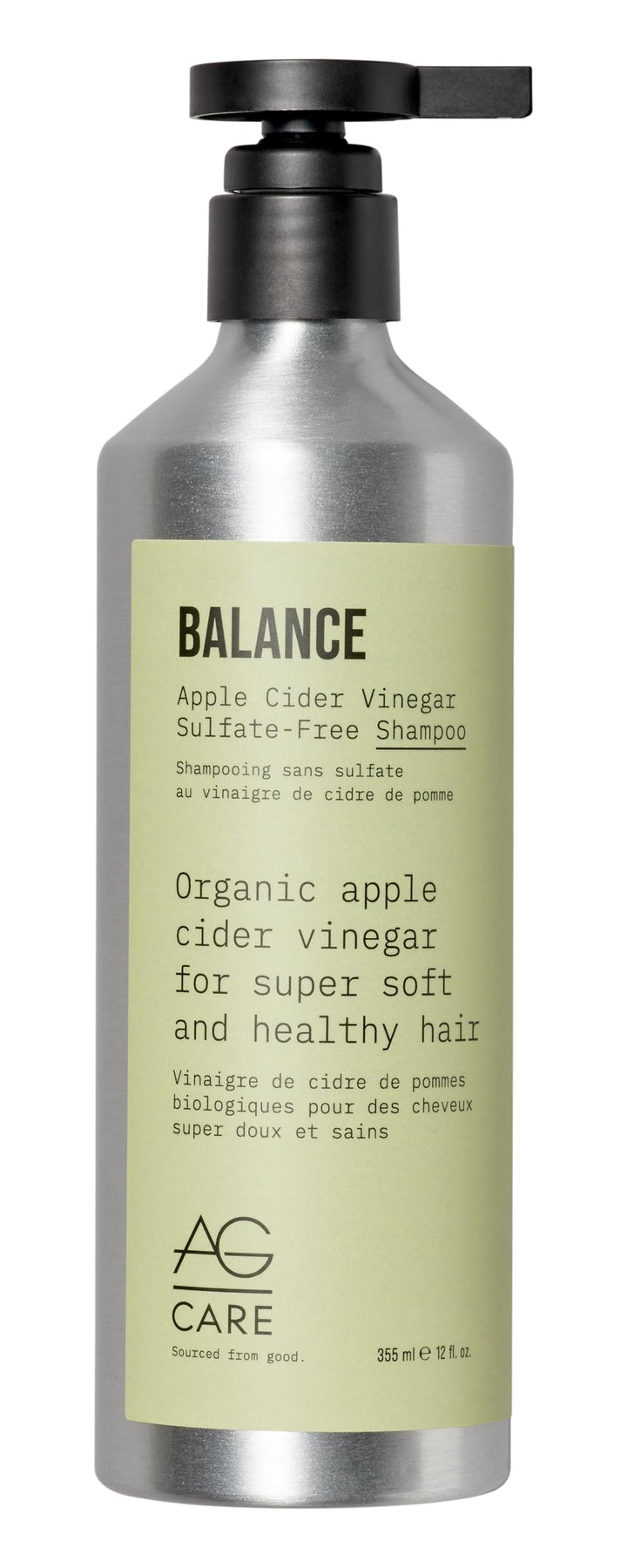 AG Care bottle front view showing Balance ACV shampoo for clarifying and shine