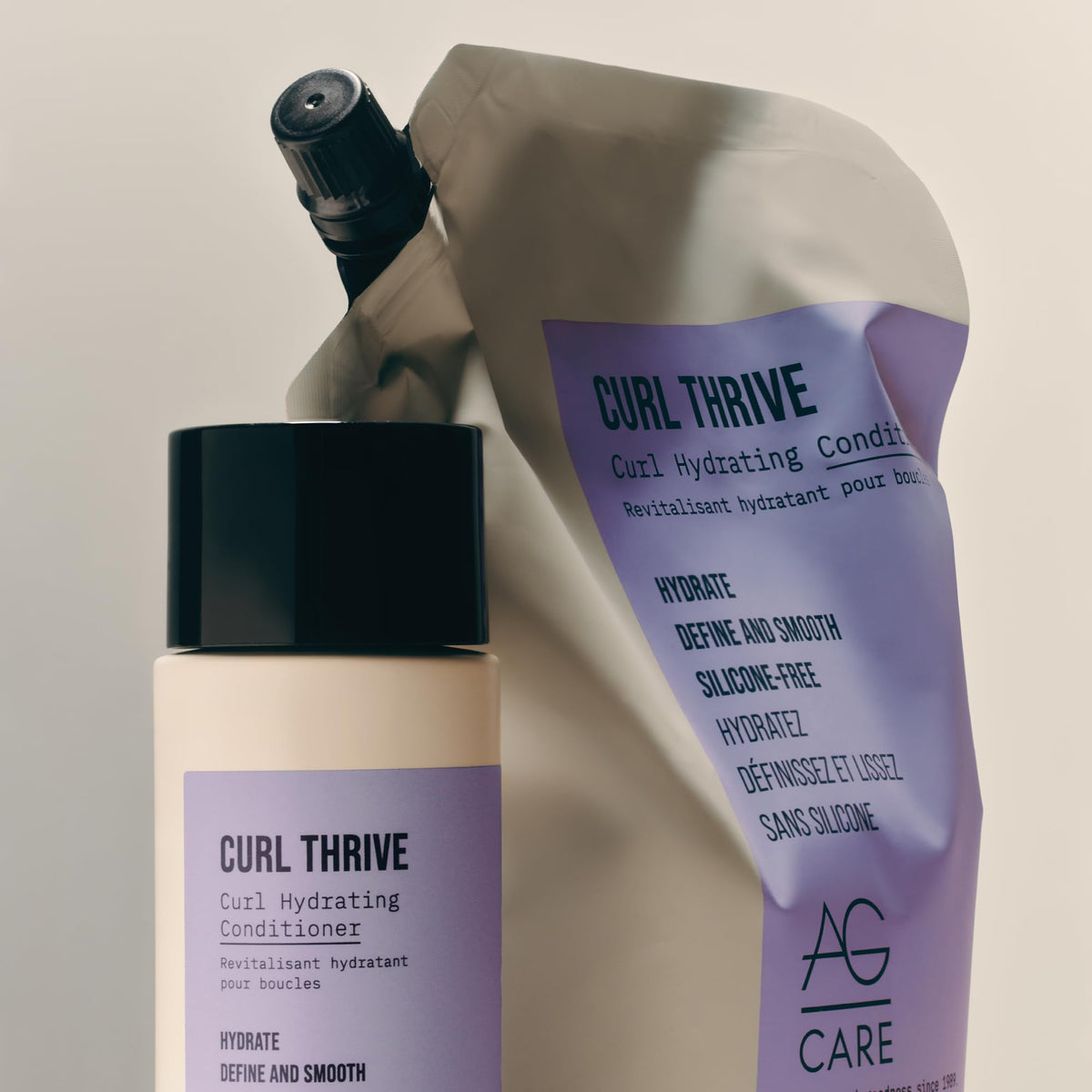 AG Care on bathroom shelf styled with towels, clean routine and eco-friendly benefit