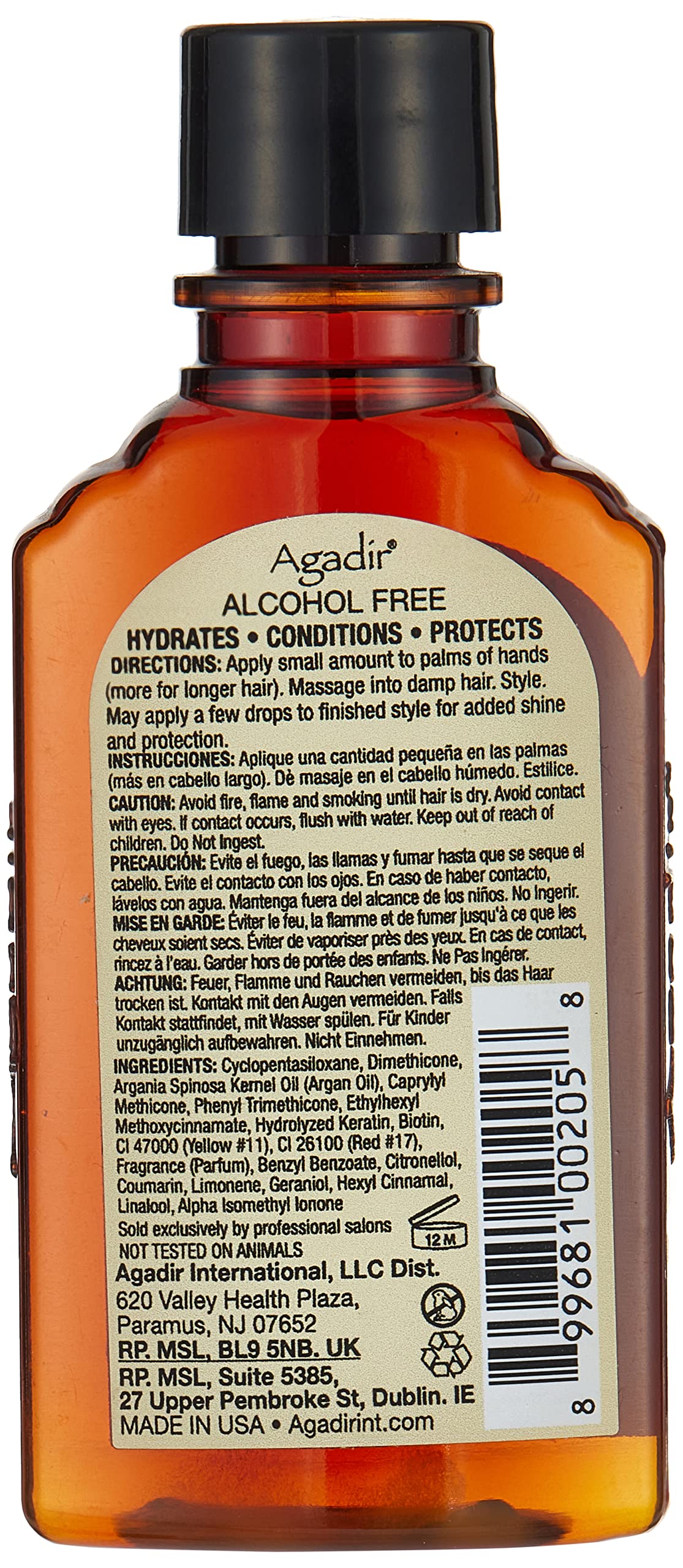 Agadir argan oil applied to damp hair improving manageability and reducing frizz