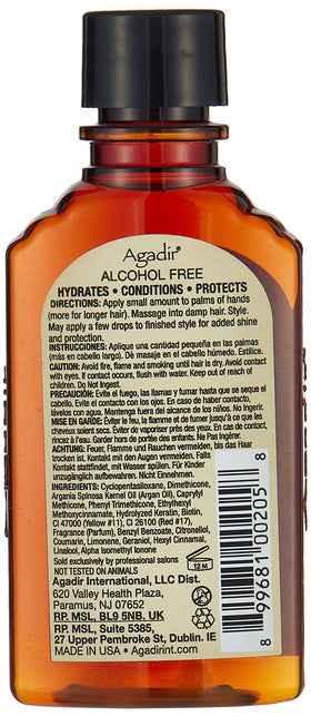 Agadir argan oil applied to damp hair improving manageability and reducing frizz