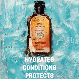 Agadir argan oil used during styling, smoothing hair for frizz control and glossy finish benefit