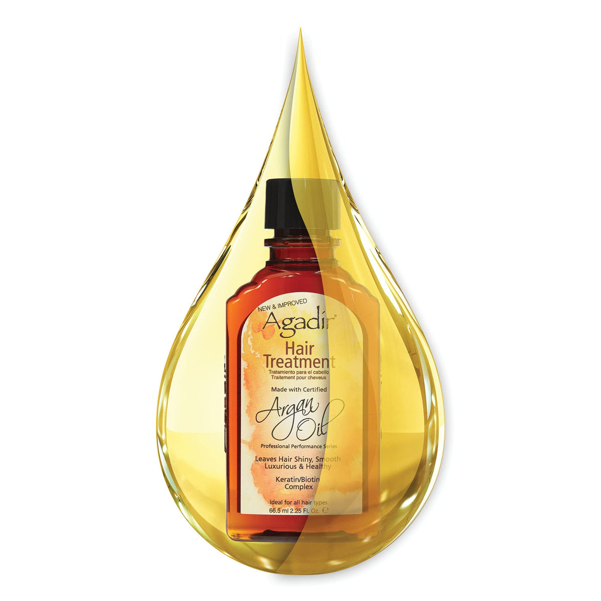 Agadir argan oil texture drops on hand showing lightweight absorption and shine benefit