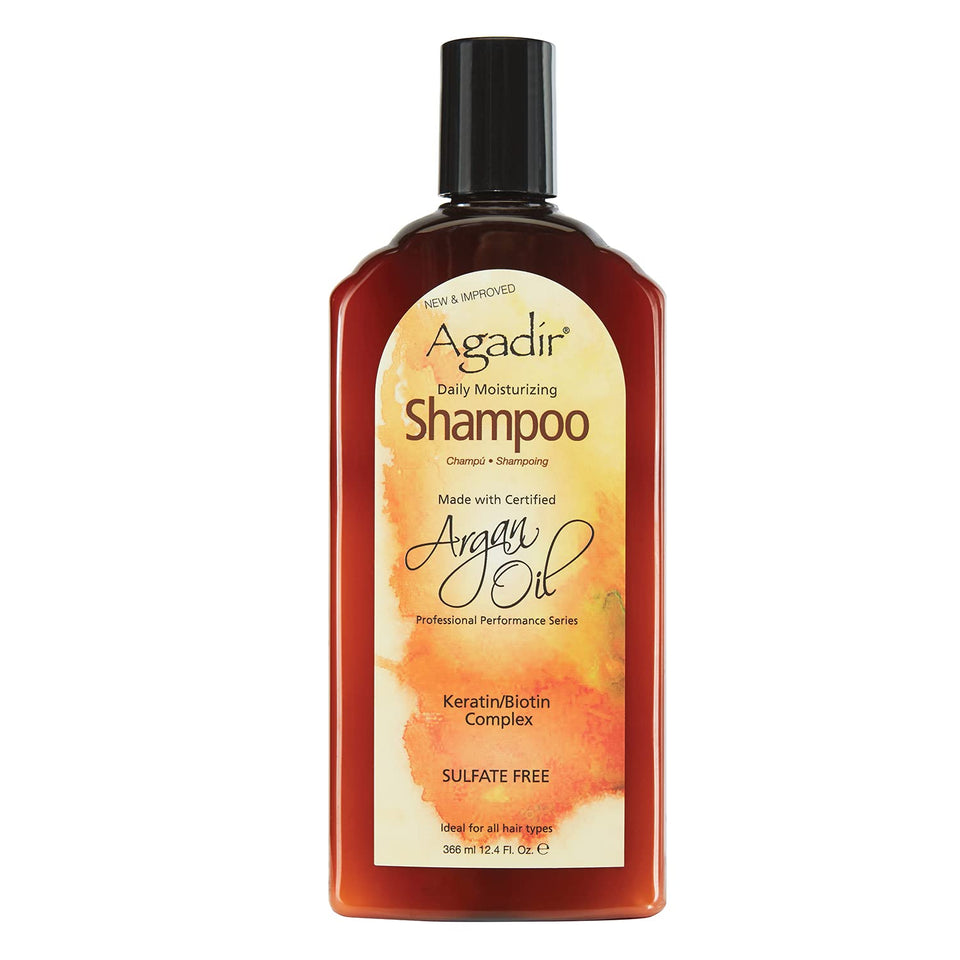 Agadir front bottle showing label and size, highlights gentle daily formula