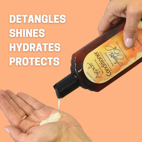 Agadir conditioner applied to wet hair demonstrating detangling and smoothing benefits