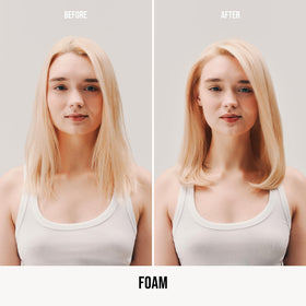 AG Care foam volumizer texture dispensed on hand showing airy, lightweight benefit