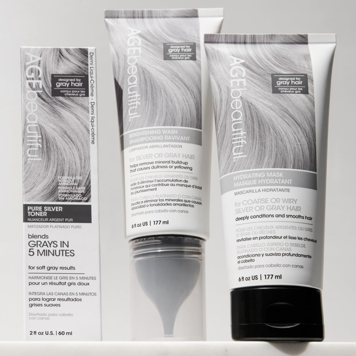 AGE beautiful before-and-after comparison reducing frizz and boosting shine