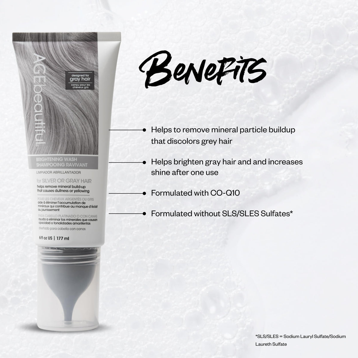 AGE beautiful shampoo lather texture showing gentle clarifying action