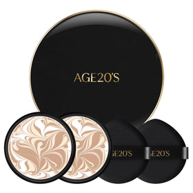 AGE20'S compact front open showing product and mirror for travel-ready protection