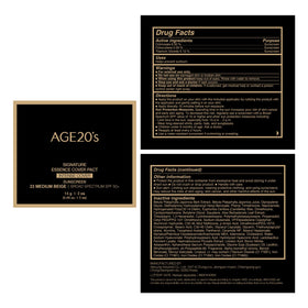 AGE20'S spf label ingredient closeup showing sun protection and skincare fusion