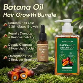 Agodafoo Batana oil bottle close-up highlighting natural ingredient purity