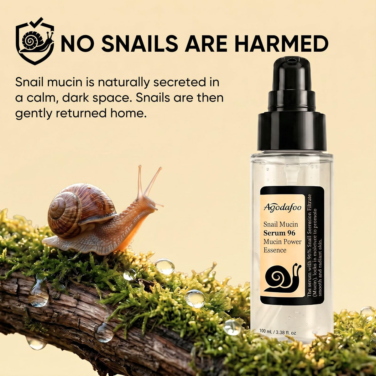 Agodafoo size comparison next to coin illustrating generous 100ml supply