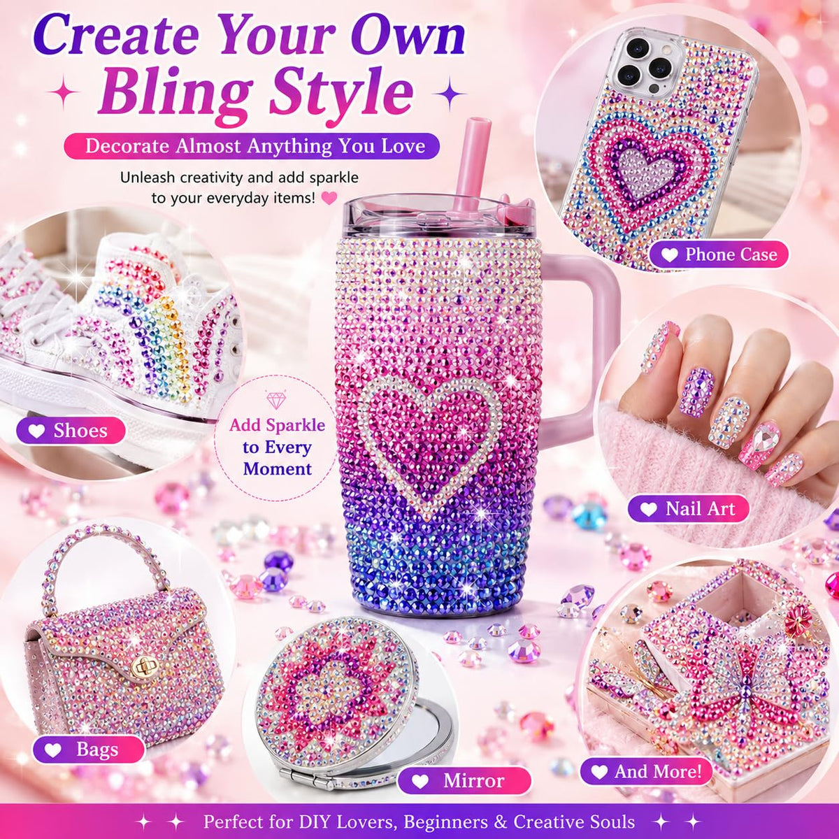 Agqbsl rhinestones applied on nails demonstrating fine-detail sparkle and polish