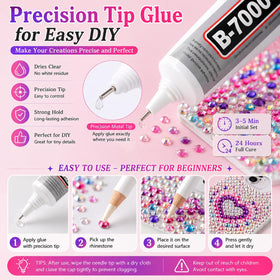 Agqbsl tools and B7000 glue arranged for precise placement and strong adhesion