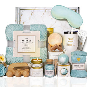 AHAGIFTREE front gift box display showing curated turquoise set and instant presentation benefit